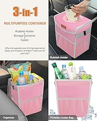 Pritent Car Trash Can with Lid, Cute Leakproof Car