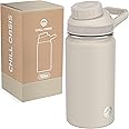Chill Oasis Water Bottle | Fits Popular Flavor Cartridges | BPA Free, Leak Proof, Double-Walled Vacuum Insulated Stainless Steel, and Dishwasher Safe (Beige, 12oz)