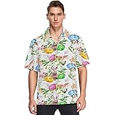 Hawaiian Shirt for Men Short Sleeve Easter Bunny Eggs Rabbit Beach Casual Button Down Aloha Shirt