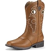 Rollda Boys Cowboy Boots Kids Western Boots Square Toe Girls Cowgirl Boots for Toddler/Little Kid/Big Kid