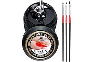 GA&EN Nail Art 8ml/One Jar of Wipe-Off Rhinestone Glue Gel Adhesive Resin Gem Jewelry Diamond Polish Clear Decoration with Pen Tools (LED Light Cure Needed) Thicker&More Sticky Than Others