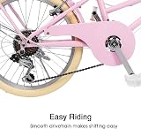 Glerc 24 Inch Girls Cruiser Bike 6-Speed Pink with Wicker Basket view 8