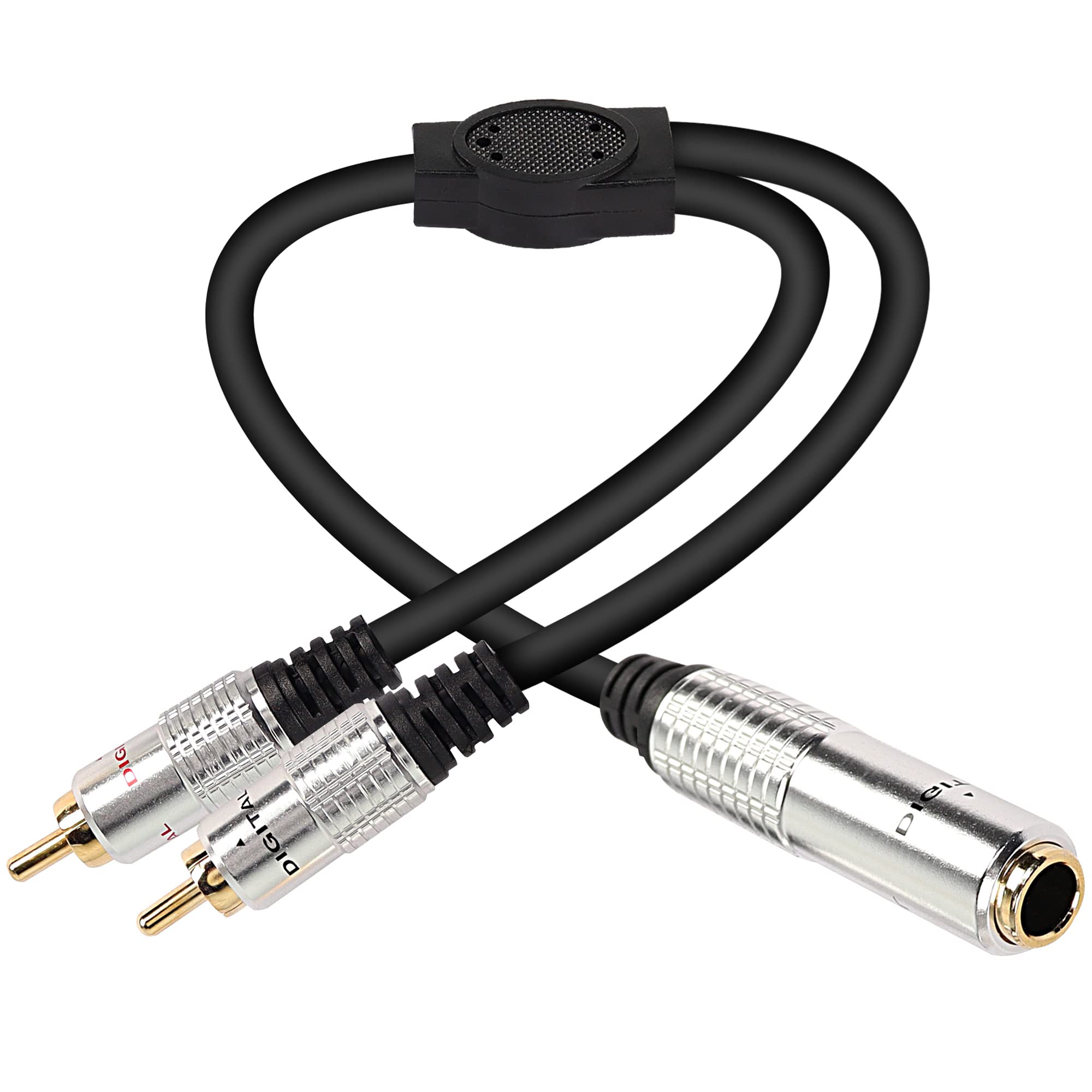 XMSJSIY 6.35mm to 2 RCA Splitter Cable, 6.5mm 1/4" Female TRS to Dual RCA Male Stereo Audio Connector Wire Adapter-50cm