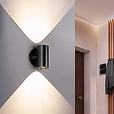 Tubicen Up Down Wall Sconce Indoor Black Cylinder Sconces Wall Lighting 7W Bright LED Dimmable Wall Light for Living Room Hal