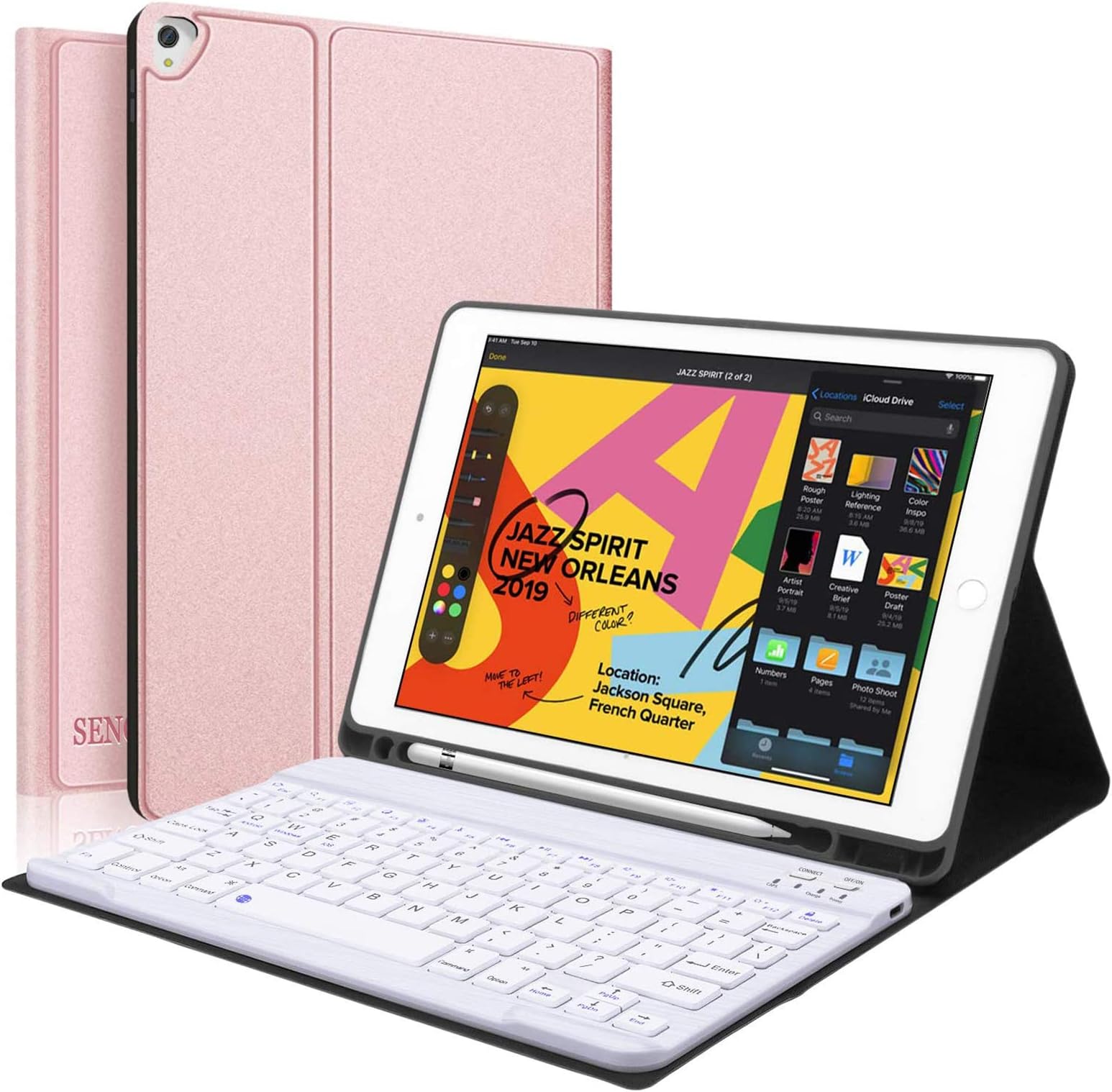 iPad Keyboard Case for iPad 8th Gen (10.2 inch) - 7th Generation iPad - iPad Pro 10.5(Air 3), Magnetically Detachable Wireless Keyboard - Folio Cover for New iPad 10.2" Inch, Rose Gold