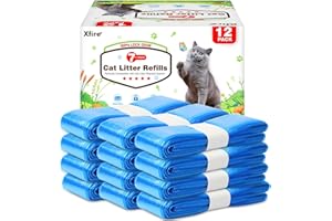 12 Pack Cat Litter Refill Bags, 100% Odor Lock Litter Refills Compatible with Litter Genie XL/Plus/Standard/Pet Pail