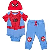Marvel Avengers Black Panther Baby Cosplay Bodysuit Pants and Hat 3 Piece Outfit Set Newborn to Infant