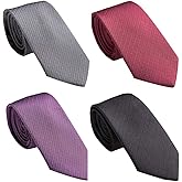 AUSKY 4 Packs Skinny Neckties for Men Boys, 2.35'' Wide Slim Ties in Different Textured Style Mixed set