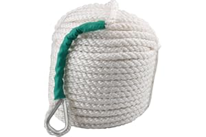 B4B BANG 4 BUCK Bang4buck Three Strand Polypropylene Anchor Rope 1/2 inch 100 Feet Twisted Dockline for Boat/Sailboat/Sled Line with Thimble and 5850LB Breaking Strain (1/2 inch 100 Feet)