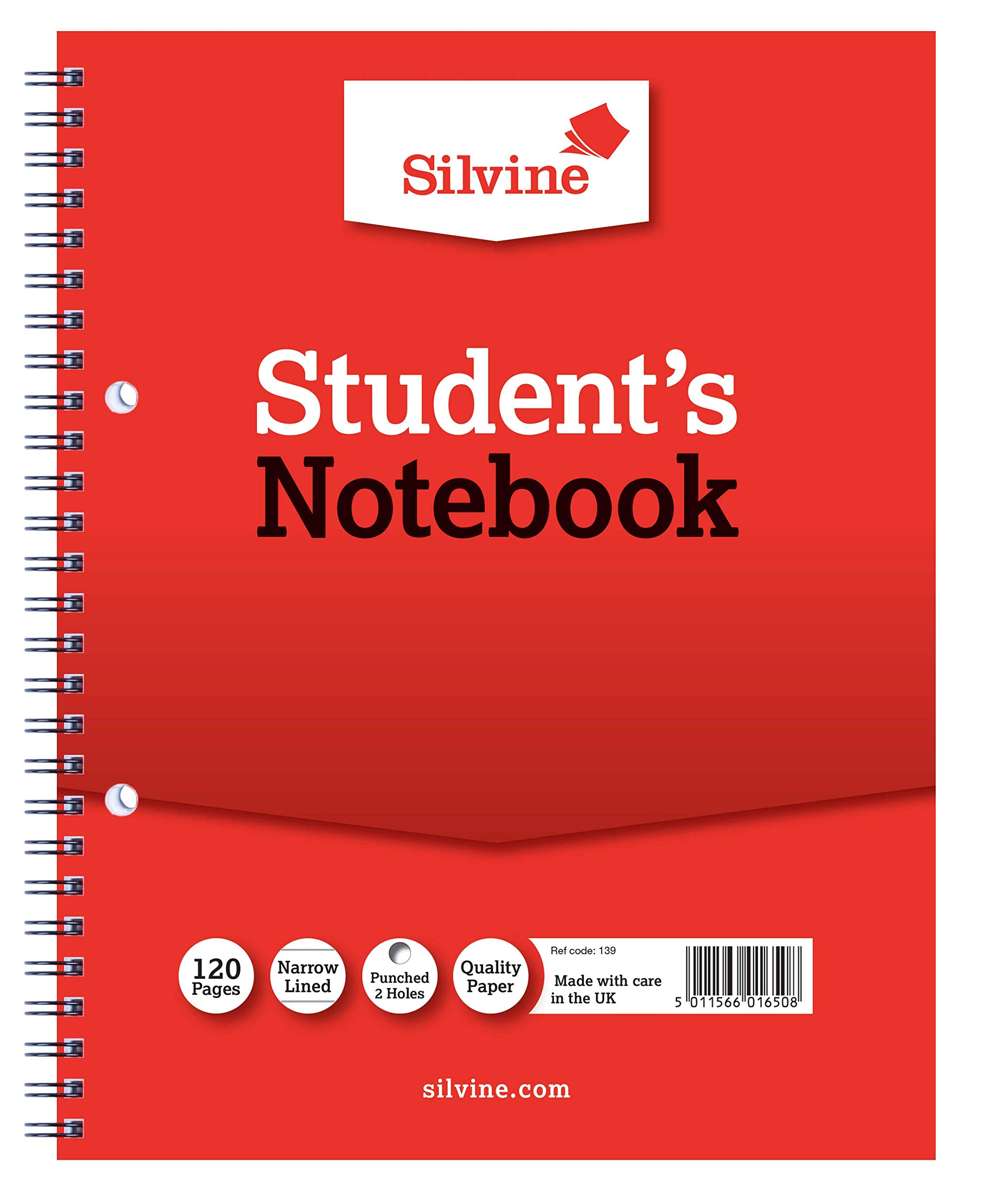 Silvine 9x7 Twin Wire Student's Notebook. 120 Pages Ruled 6mm Feint [Pack of 12] Transparent 573756