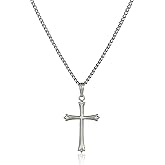 Amazon Essentials Sterling Silver Polished Embossed Cross Pendant Necklace , 18