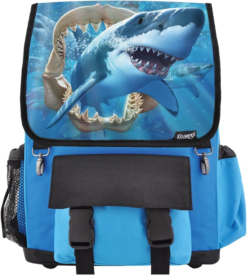 Great White Shark Jaws School Backpack For Boys, Girls, Kids (Blue)