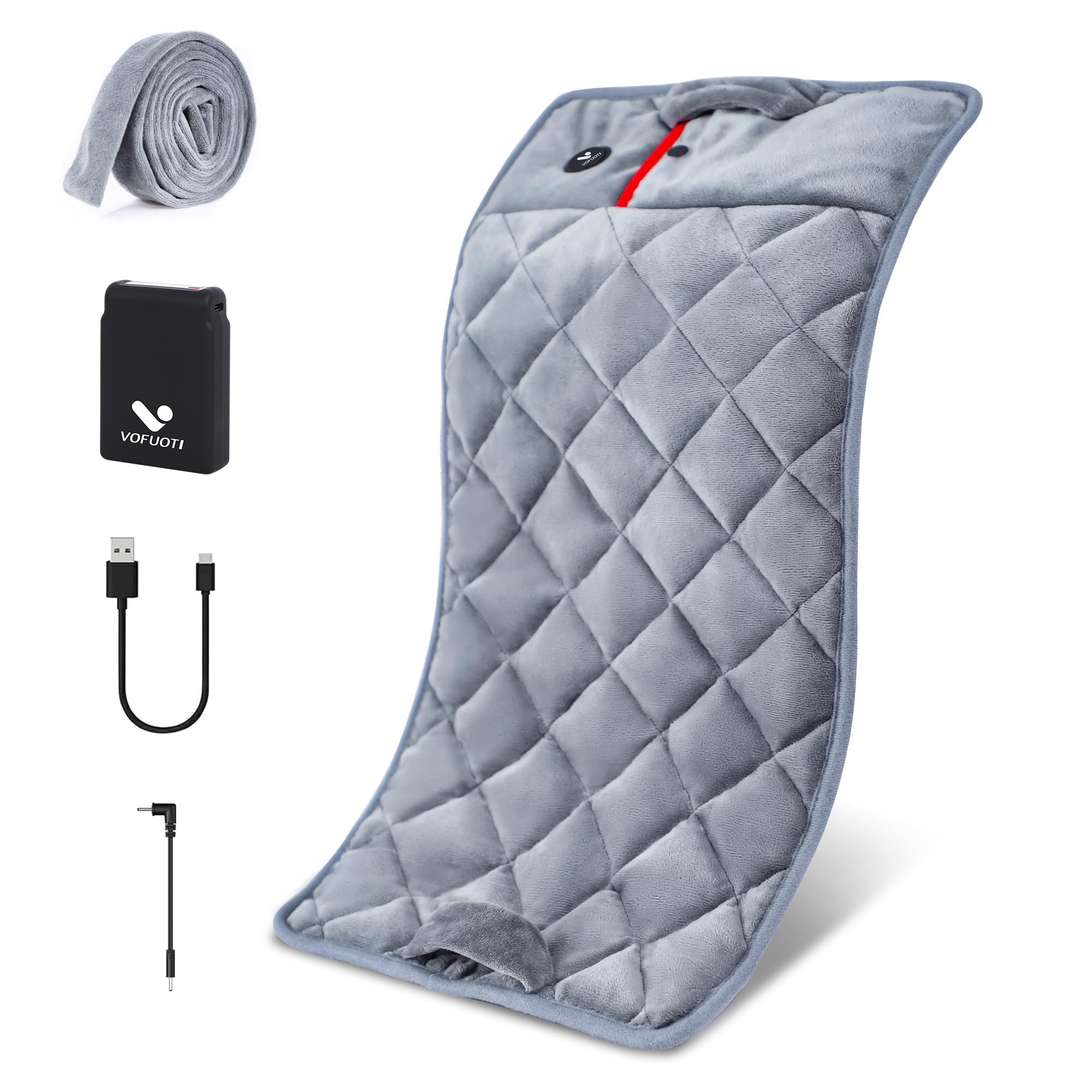 Photo 1 of Vofuoti Weighted Heating Pad with Battery, 3 Heat Settings, Electric Cordless Heating Pad for Back, Neck & Shoulder, Abdomen, Portable Machine Washable, Large Heated Pad for Women Men 12" x 24"