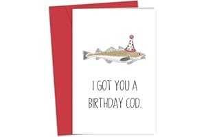 Funny 'I Got You A Birthday Cod' Card - Hilarious Fish Pun Birthday Card for Dad, Husband, Grandpa, Men