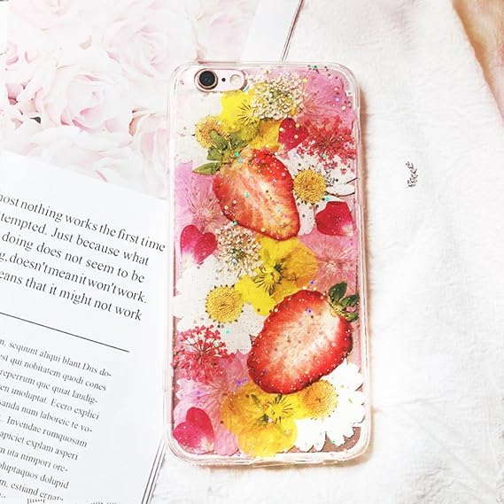 Amazon Thinker 手作りいちご 果物の押し花iphoneケース Iphone8 7 5 ケース カバー 通販