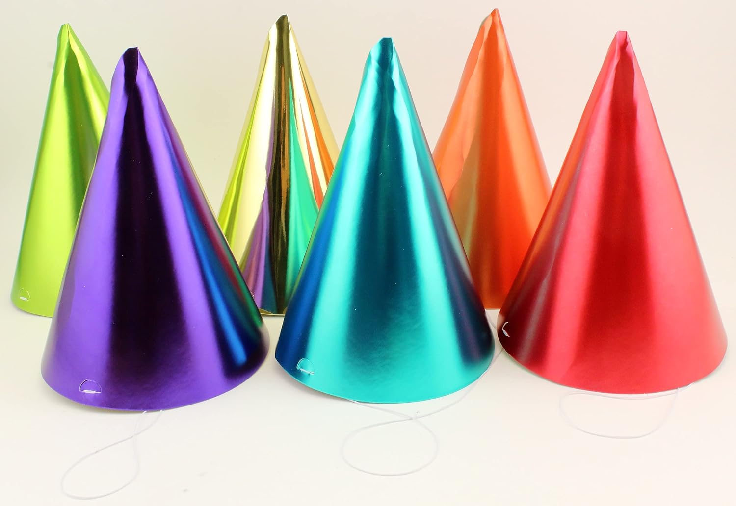 Tytroy 12 Assorted Solid Color Prints Metallic Cone Birthday Party Hats: Clothing