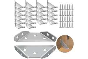inBovoga 24 Pcs Stainless Steel Corner Brackets with Screws, Angle Connectors for Wood Furniture, Shelves, Chairs, Drawers, Cabinets
