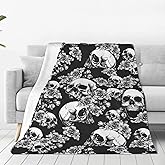 Docsckus Ultra-Soft Microfiber Throw Blanket 330 GSM Fuzzy Fleece Blanket for Adults Kids Gift Couch, Sofa, Bed Skull Floral 50
