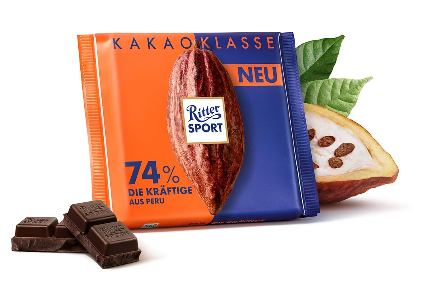 Amazon Com Ritter Sport 74 Intense Dark Chocolate Bar Candy Original German Chocolate 100g 3 52oz Grocery Gourmet Food