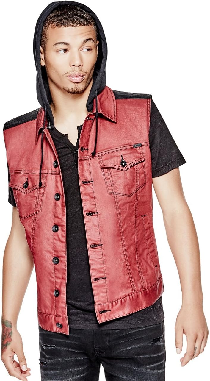 G by Guess Men's Tamar Hooded Denim Vest at Amazon Men’s Clothing store