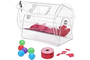 VEVOR Acrylic Raffle Drum, Holds 5000 Tickets or 200 Raffle Balls, Professional Raffle Ticket Spinning Cage with 2 Keys, Tran