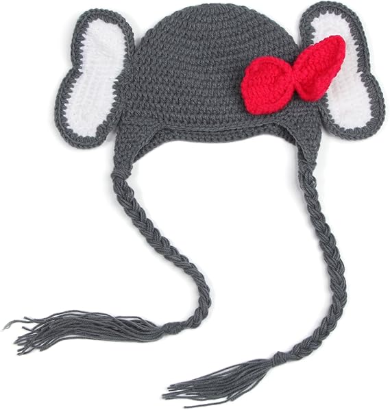 Amazon Co Jp Breeze ベビー着ぐるみ ベビー毛糸帽子ダンボ帽子 撮影服 可愛い動物に変身 記念写真 出産祝い 0から12ヶ月の赤ちゃんに グレー 服 ファッション小物