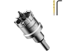 Mollom (1-1/4''|32mm) Heavy Duty Carbide Hole Saw with 2 Pilot Drill Bits, Hole Cutter cuts Stainless Steel, mild Steel, Iron, Copper, Brass, Plastic