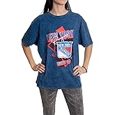 Calhoun NHL Womens Oversized Loose Fit Drop Shoulder Vintage Style Acid Wash Crewneck Short Sleeve T-Shirt