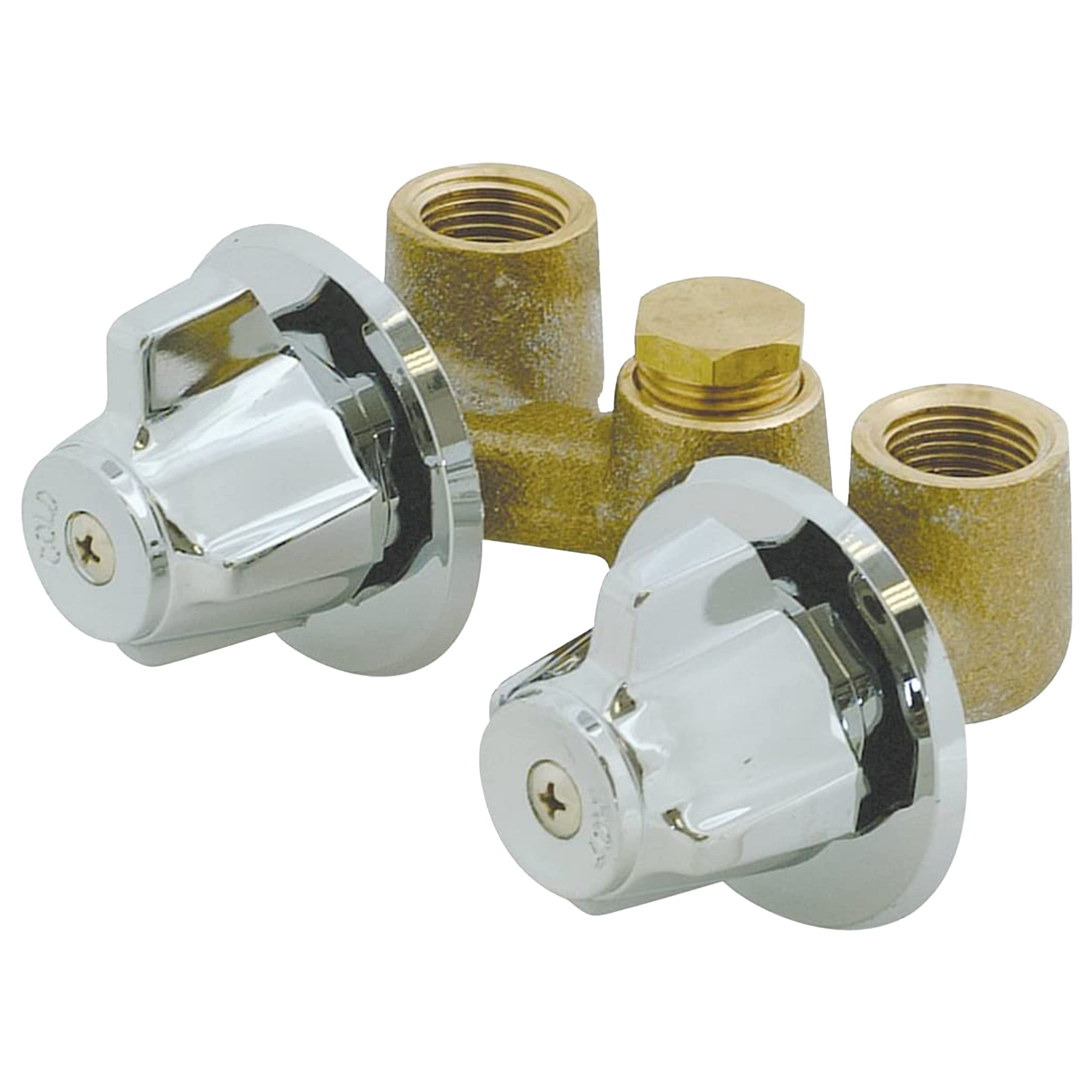 EZ-FLO 10551 Chrome Wall-Mount Shower Stall Valves, Brass Trim, 1/2" IPS Inlet