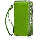 HAWEE Double Zipper Wallet for Woman Clutch Purse with Cell Phone Holder for Smartphone/Card/Coin/Cash