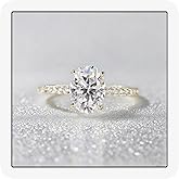 MoiuVieg 1ct/2ct/3ct Engagement Ring 925 Sterling Silver Oval Cut Moissanite/Cubic Zirconia 14K Gold Plated Rings Anniversary Eternity Wedding Band for Her Women Size 5-9