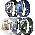 Maledan 5 Pack Soft Silicone Bands - Compatible with Apple Watch Ultra 2 & Ultra Band 49mm 45mm 44mm 46mm 42mm 41mm 40mm 38mm Men Women, Sport Strap Band for iWatch SE Series 10 9 8 7 6 5 4 3