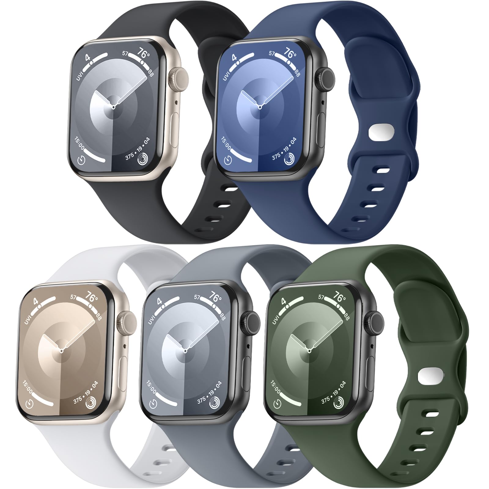 Photo 1 of 5 Pack Soft Silicone Bands - Compatible with Apple Watch Ultra 3 2 & Ultra Band 49mm 45mm 44mm 46mm 42mm 41mm 40mm 38mm Men Women, Maledan Sport Strap Band for Ultra 2 iWatch SE Series 11 10 9 8 7 6 5 4 3