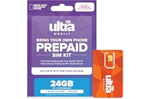 $39/mo. Ultra Mobile Prepaid Phone Plan with Unlimited Talk, Text, & 24GB of 5G • 4G LTE Data for 1 Month (3-in-1 SIM Card Kit)