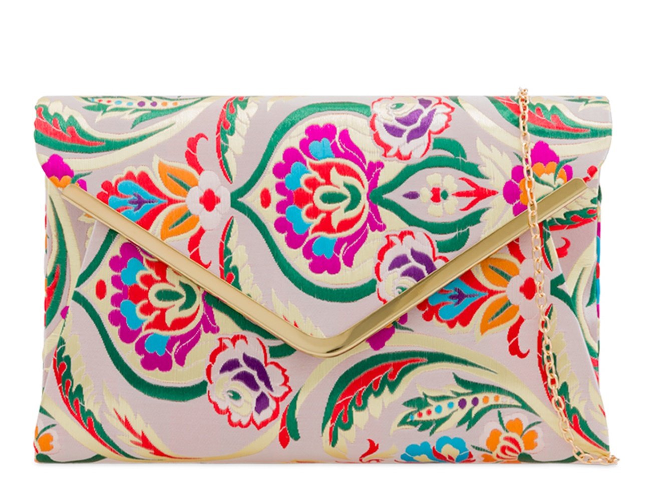 LeahWard Women's Satin Floral Clutch Bags Party Wedding Evening Handbag 158 (2211 Champagne)