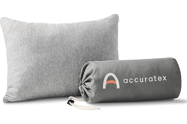 ACCURATEX Camping Pillow, 100% Cotton Cover Compressible Travel Pillow | Shredded Memory Foam Fill, Small Backpacking Accesso