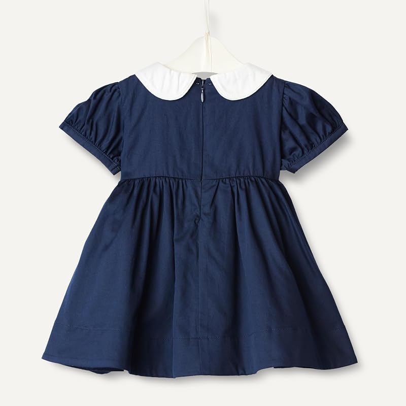 x Sofia Grainge Mamá y Yo Vestidos de Satén de Algodón Bebé-Niñas, Azul Marino, 6-9 meses