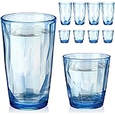 Singhoow Set of 8 Plastic Drinking Glasses 16 Oz and 10 Oz Reusable Plastic Tumblers Acrylic Tall and Short Unbreakable Water Cups for Indoor Outdoor Home Picnic Party(Blue)