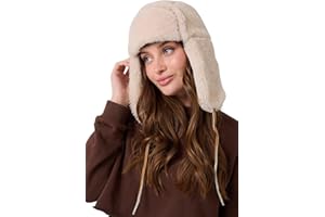 Zavelio Unisex Shearling Sheepskin Leather Aviator Russian Ushanka Trapper Winter Fur Hat