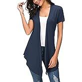 Urban CoCo Womens Open Front Short Sleeve Cardigans for Women Lightweight Summer Drape Cardigan Vest