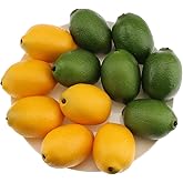Gresorth 12pcs Yellow & Green Artificial Lifelike Simulation Lemon Fake Fruit Home Kitchen Cabinet Decoration