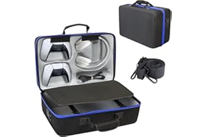 ZORETCO Carrying Case Compatible with PS5,Hard-Shell Travel Bag Holds PlayStation 5 Console,Wireless DualSense Controllers,Base,Games and Accessories (Black Grey)