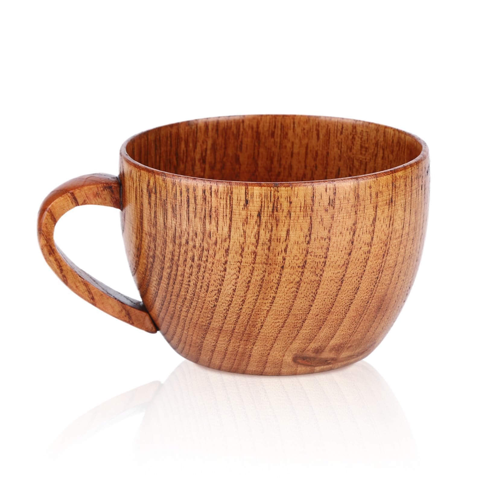HERCHR Wooden Coffee Mug, 210ML Retro Wooden Tea Milk Beverage Juice Drinking Mug Wine Beer Water Tea Cup Bar Accessories Gift with Handle for Home Office