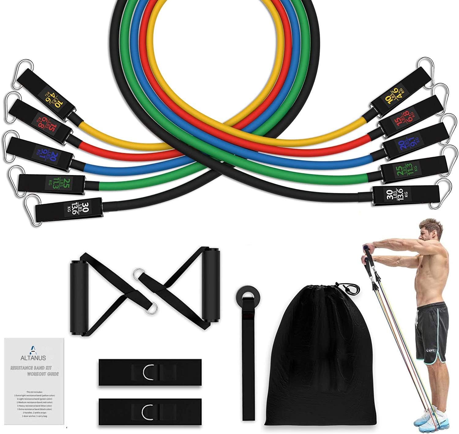 Resistance Bands sets for Women and Men [Set of 3/5/11pcs] Skin