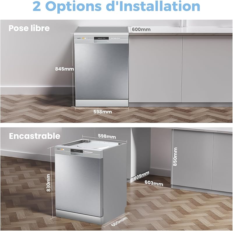 ' CDWPF1201PS Lave-vaisselle Pose Libre,12 Couverts, 60 cm