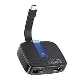 Cable Matters Portable USB C to Dual DisplayPort Adapter | 2x 4K@60Hz / 1x 8K@30Hz, macOS One Extended Display, Foldable, Thunderbolt 4 Compatible, for Dell XPS/Surface Pro/MacBook