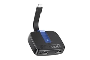 Cable Matters Portable 8K or Dual 4K 60Hz USB C to Dual DisplayPort Adapter, Foldable Thunderbolt to Dual DisplayPort Adapter