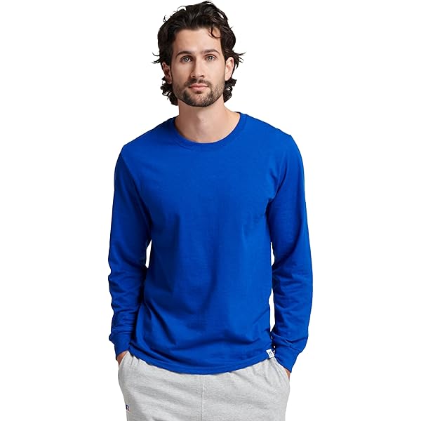 T-shirt Homme Russell Athletic BQ10 - Bleu Marine, Coton, Taille L (Grand)