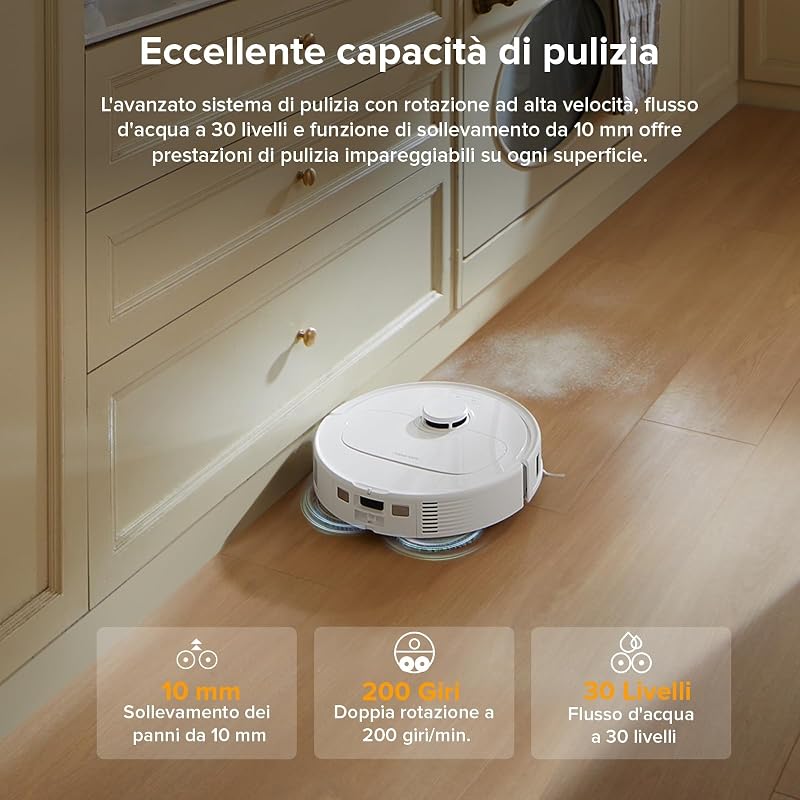 QV 35A Set Robot Aspirapolvere Lavapavimenti, Antigroviglio