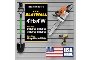 DLDIRECT 48" X 48" - Grey Slatwall Panel Garage Organizer: Heavy Duty Wall Mounted PVC Rack, Interlocking Slat Paneling for Garage Storage, Slotwall Board, Shelves System